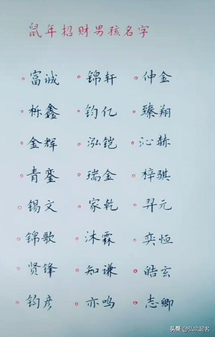宝宝起名：鼠年最吉祥的男孩女孩名字