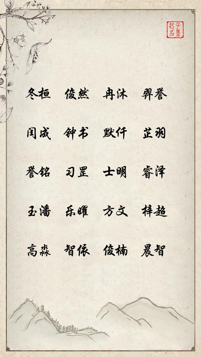 春天聪明勤劳的男孩起名精选