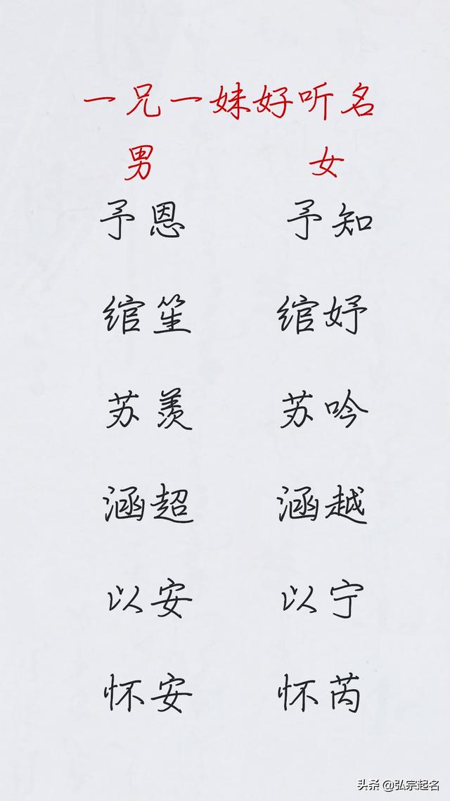 宝宝起名：一兄一妹好听名字