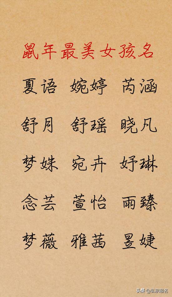宝宝起名：鼠年最美女孩名