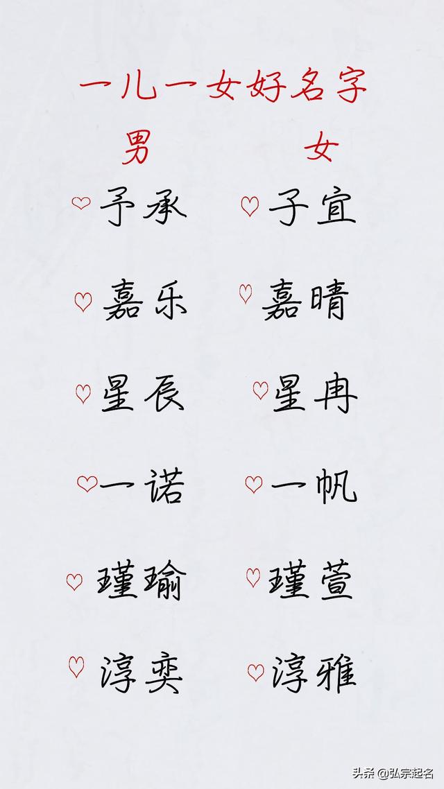 宝宝起名：一儿一女好名字