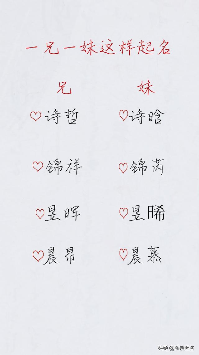 宝宝起名：一兄一妹好听的名字