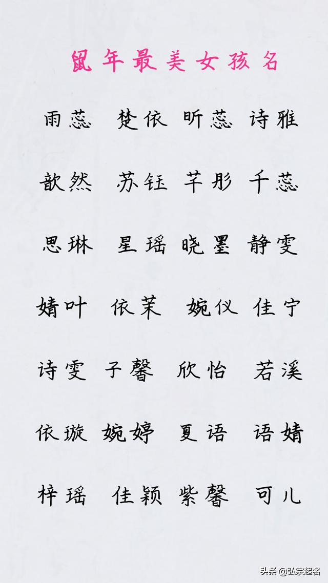 鼠年漂亮有涵养的女孩名字