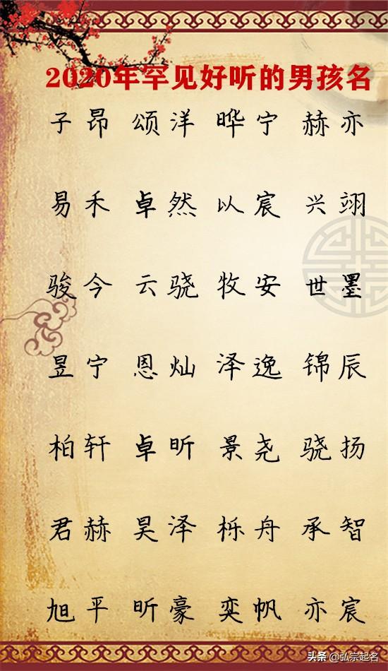 2020年罕见好听的男孩名，独特少见