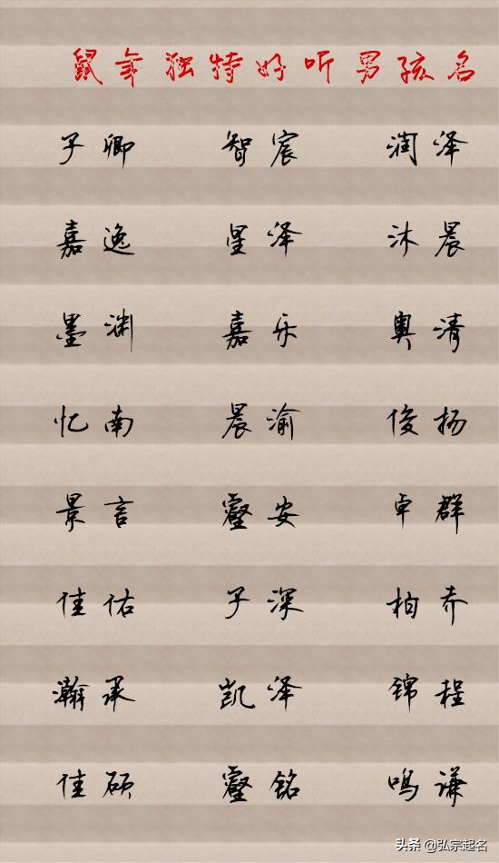 鼠年吉祥独特好听的男孩名字